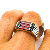 Men's Red Ruby Stone Silver Ring