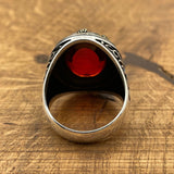 Men's Red Ruby Stone Silver Ring