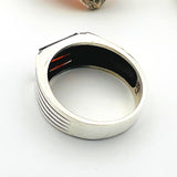 Men's Red Ruby Stone Silver Ring