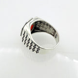 Men's Red Zircon Silver Ring