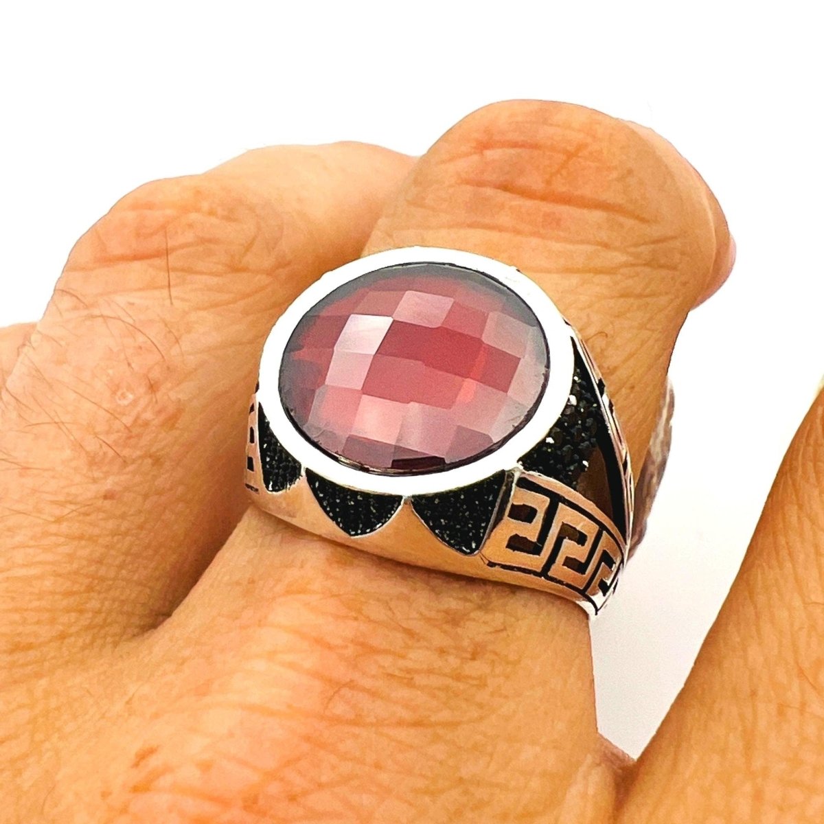 Men's Red Zircon Stone Ring