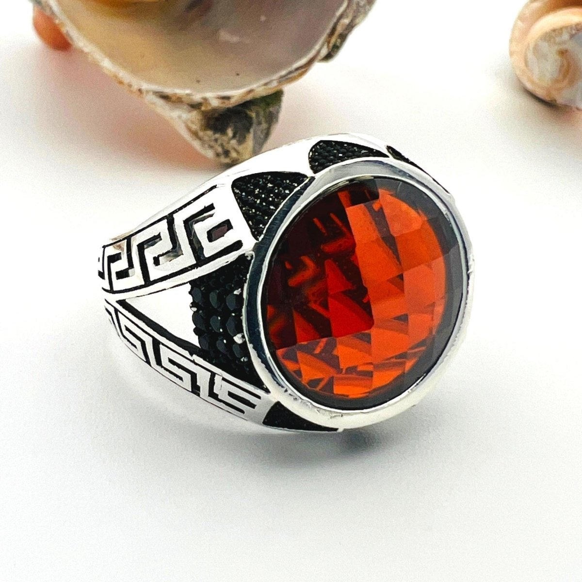 Men's Red Zircon Stone Ring