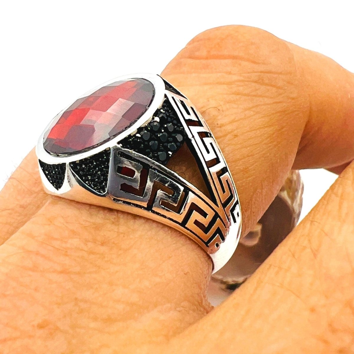 Men's Red Zircon Stone Ring