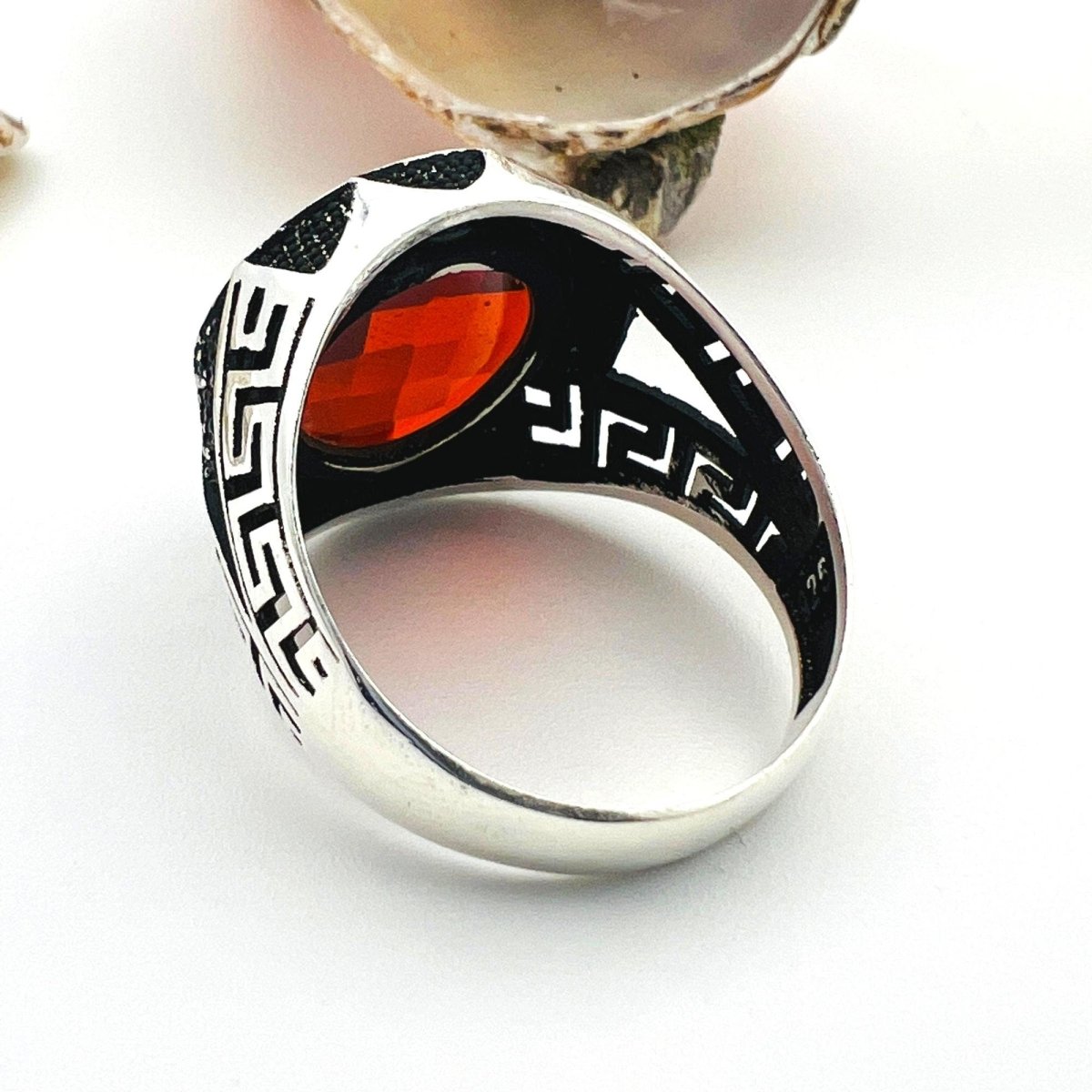 Men's Red Zircon Stone Ring