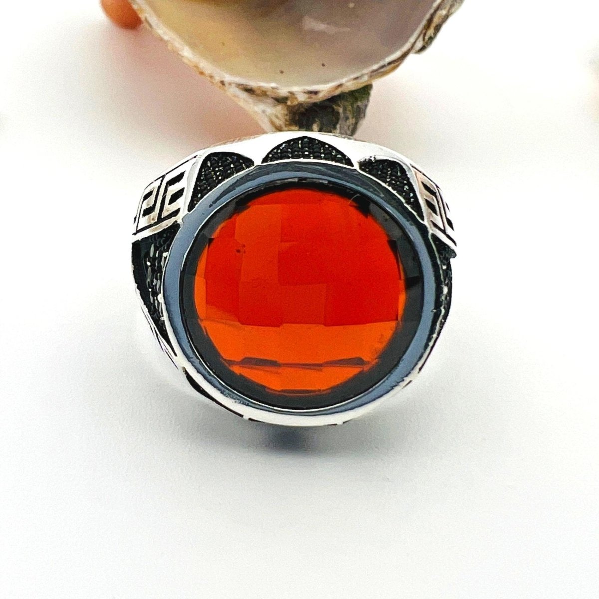 Men's Red Zircon Stone Ring