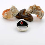 Men's Red Zircon Stone Silver Ring