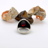 Men's Red Zircon Stone Silver Ring