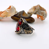 Men's Ruby Oval Stone Silver Ring