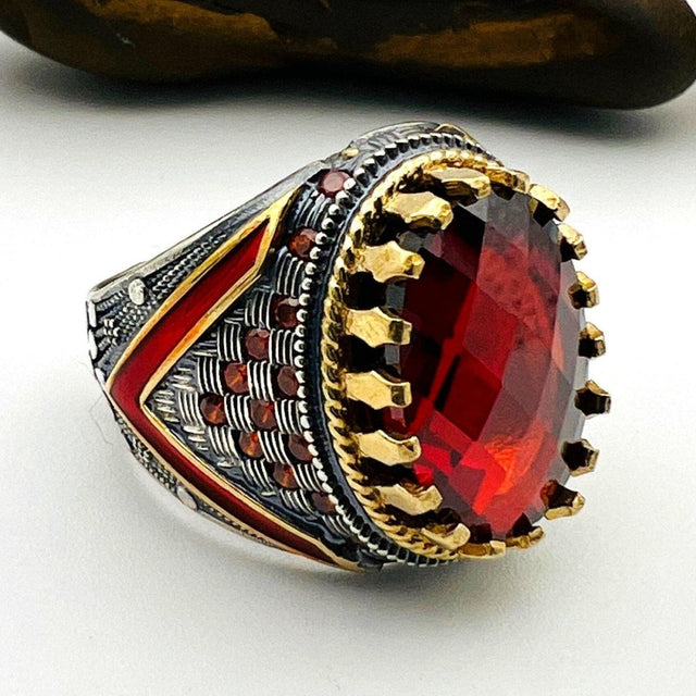 Men's Ruby Ring in Sterling Silver