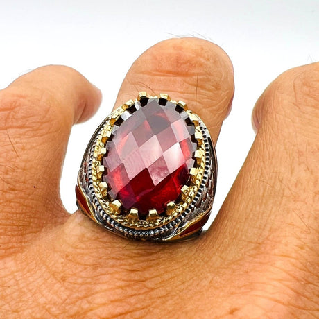 Men's Ruby Ring in Sterling Silver