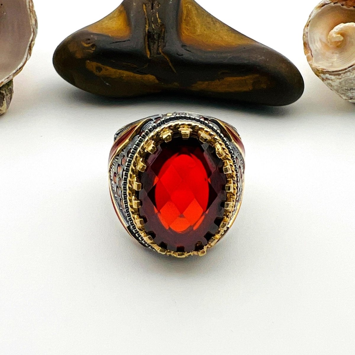 Men's Ruby Ring in Sterling Silver