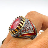 Men's Ruby Ring in Sterling Silver