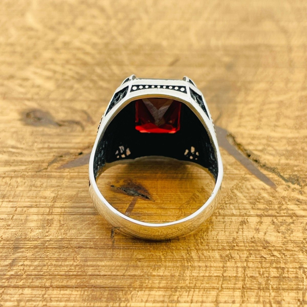 Men's Ruby Silver Ring