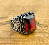 Men's Ruby Silver Ring