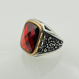 Men's Ruby Stone Silver Ring