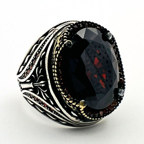 Men's Ruby Stone Silver Ring