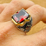 Men's Ruby Stone Silver Ring - TryAladdin