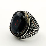 Men's Ruby Stone Silver Ring - TryAladdin