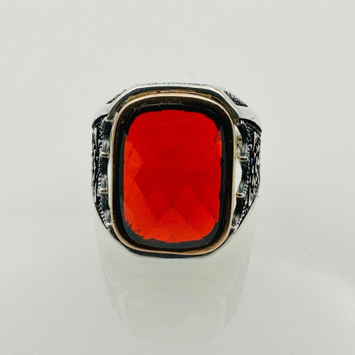 Men's Ruby Stone Silver Ring