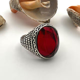 Men's Ruby Stone Silver Ring