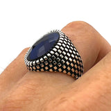 Men's Sapphire Stone Blue 925 Sterling Silver Ring