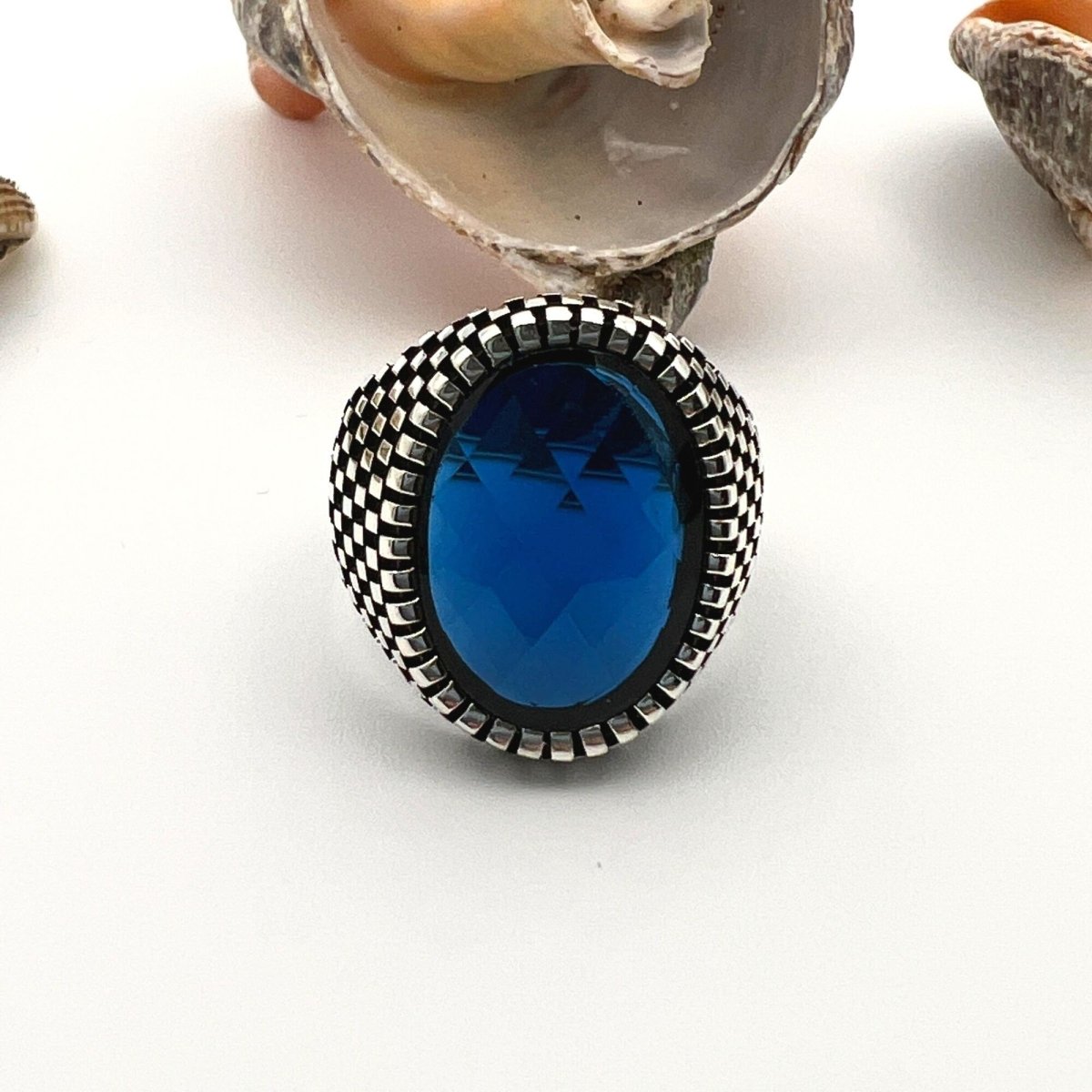 Men's Sapphire Stone Blue 925 Sterling Silver Ring