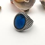 Men's Sapphire Stone Blue 925 Sterling Silver Ring - TryAladdin