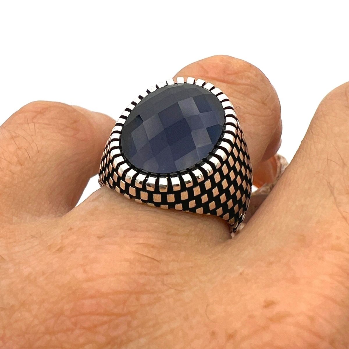 Men's Sapphire Stone Blue 925 Sterling Silver Ring