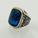 Men's Sapphire Stone Silver Ring