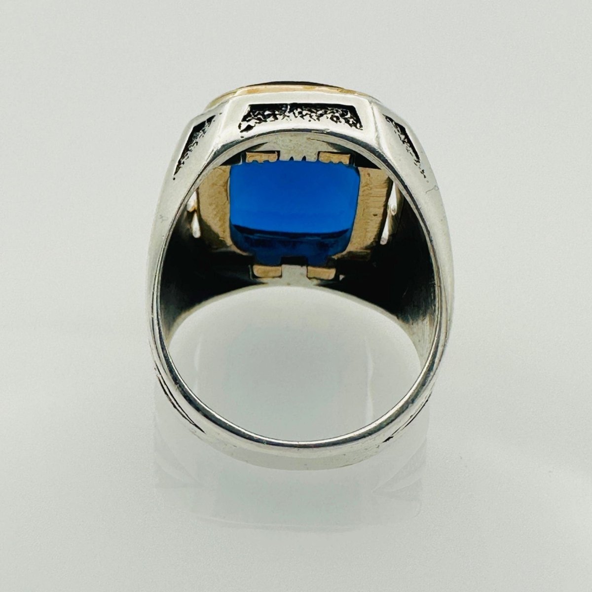 Men's Sapphire Stone Silver Ring - TryAladdin