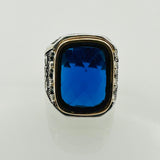 Men's Sapphire Stone Silver Ring