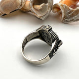 Men's Silver Agate Stone Compass Ring