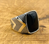 Men's Silver Ring with Black Onyx Stone