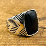 Men's Silver Ring with Black Onyx Stone