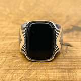 Men's Silver Ring with Black Onyx Stone