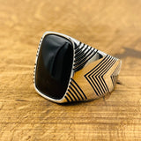 Men's Silver Ring with Black Onyx Stone - TryAladdin