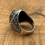 Men's Silver Ring with Black Topaz Onyx Stone