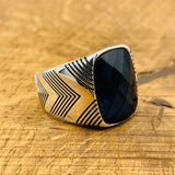 Men's Silver Ring with Blue Zircon Stone