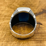 Men's Silver Ring with Blue Zircon Stone