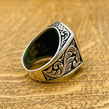 Men's Silver Ring with Green Zircon Stone