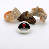 Men's Silver Ring with Square Red Agate