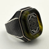 Men's Silver Star of David with Seal of Solomon Ring