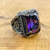 Men’s Square Amethyst Ottoman Ring - TryAladdin