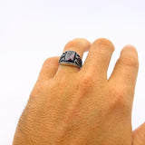 Men’s Square Red Zircon Ring