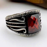 Men’s Square Red Zircon Ring