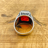 Men's Square Red Zircon Ring