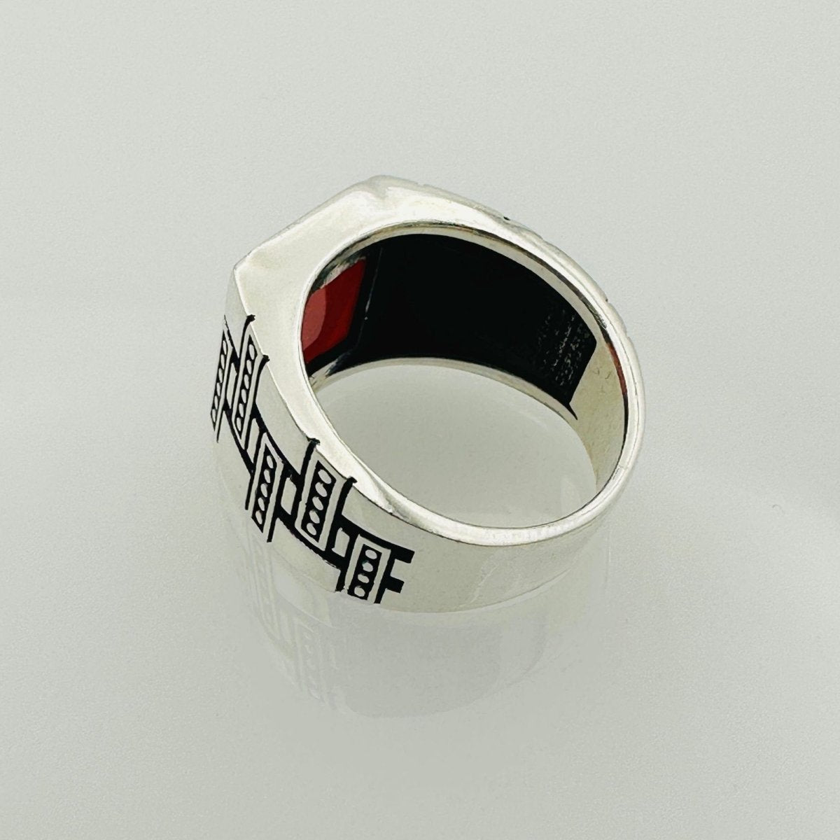 Men's Sterling Silver Red Agate Stone Ring