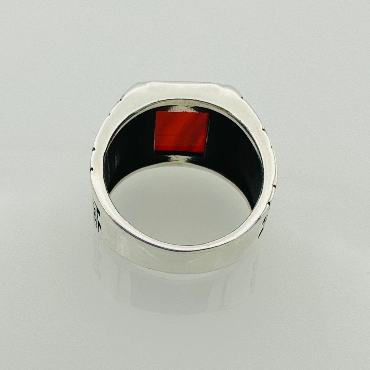 Men's Sterling Silver Red Agate Stone Ring