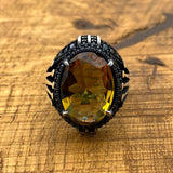 Men's Sultanite Stone Crown Detailed Silver Ring