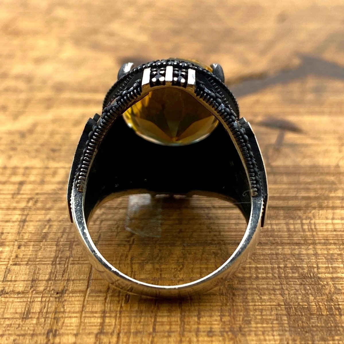 Men's Sultanite Stone Crown Detailed Silver Ring